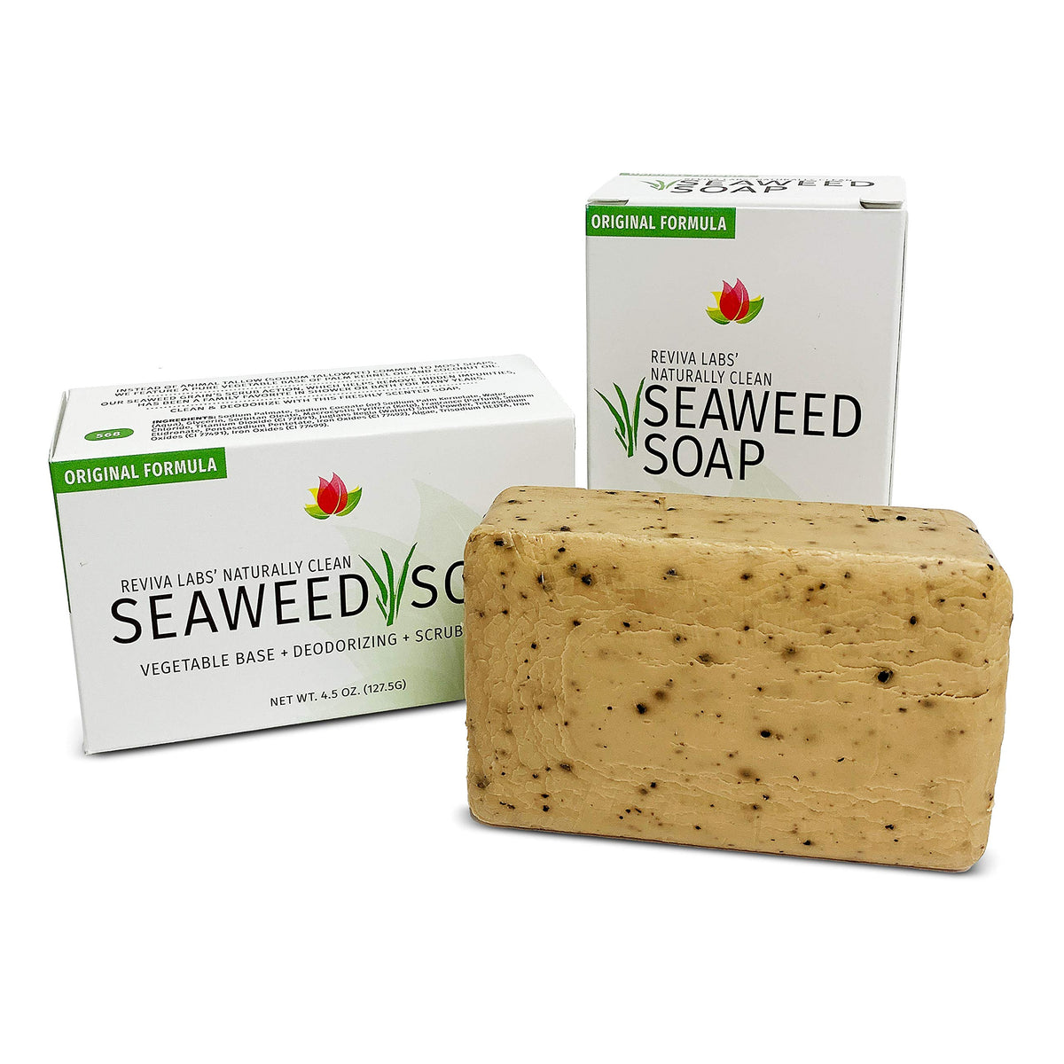 Reviva Labs Seaweed Soap - Organic Exfoliating Face & Body Scrub Bar - 2 Pack, 4.5 Oz