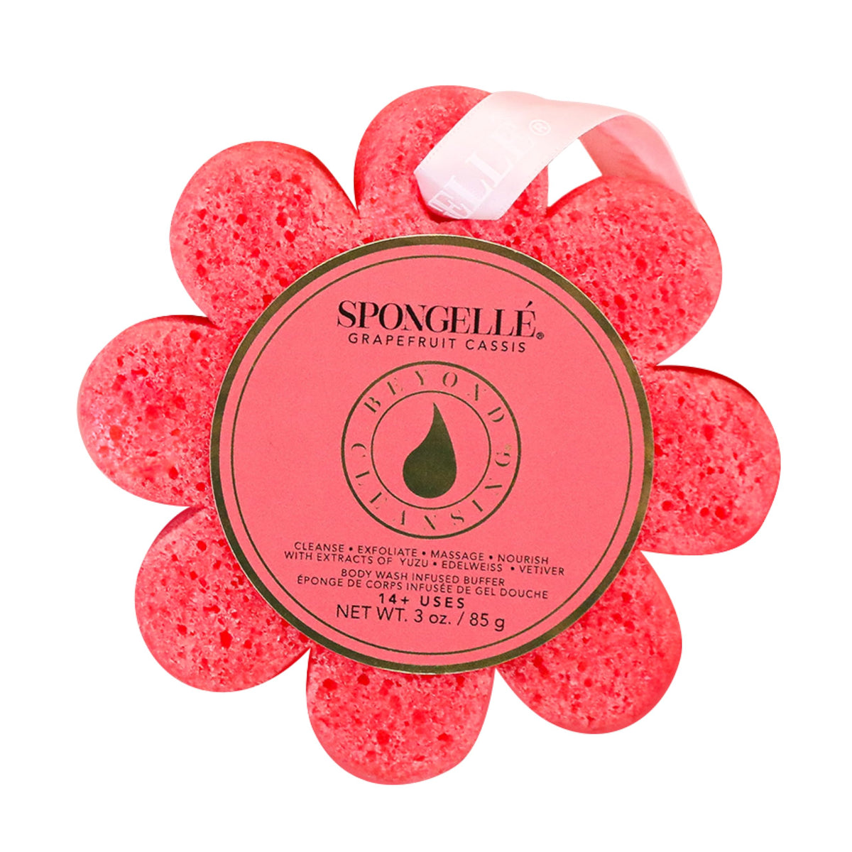 Spongellé Grapefruit Cassis Loofah Scrubber - Exfoliating Body Wash Sponge For Women, 14+ Uses