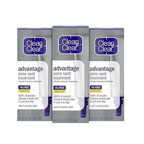 Clean & Clear Acne Spot Treatment Gel Cream, 2% Salicylic Acid, Oil-Free, 3 Pack