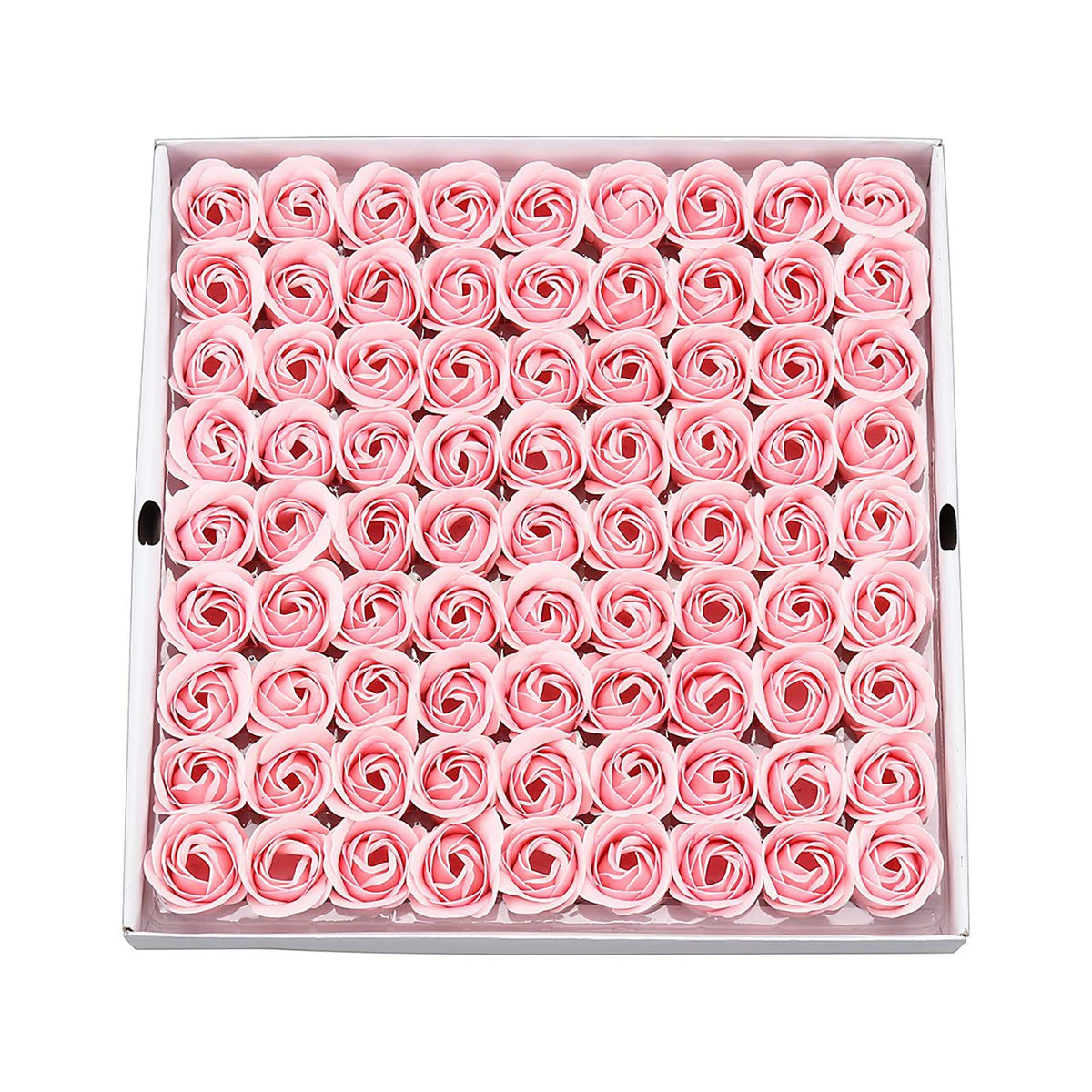 Housweety 81Pcs Floral Scented Rose Petal Bouquet, Light Pink Bath Soap Gift Set