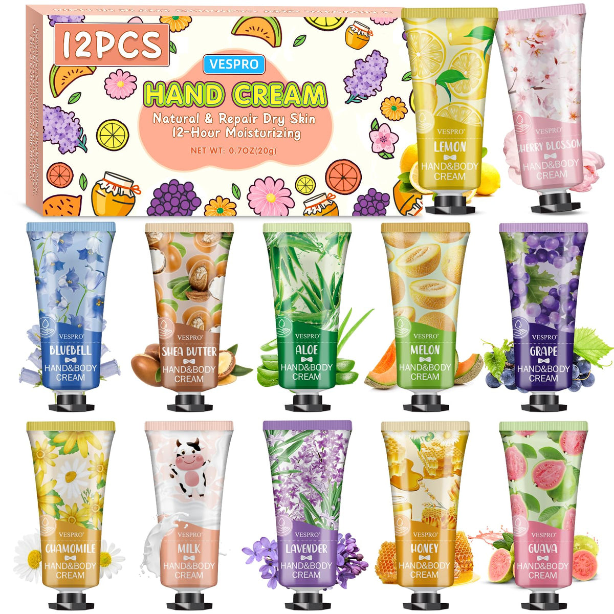 Vespro Hand Cream Set - 12 Pack Travel Size Lotion For Women, Gift For Mother'S Day & Nurses