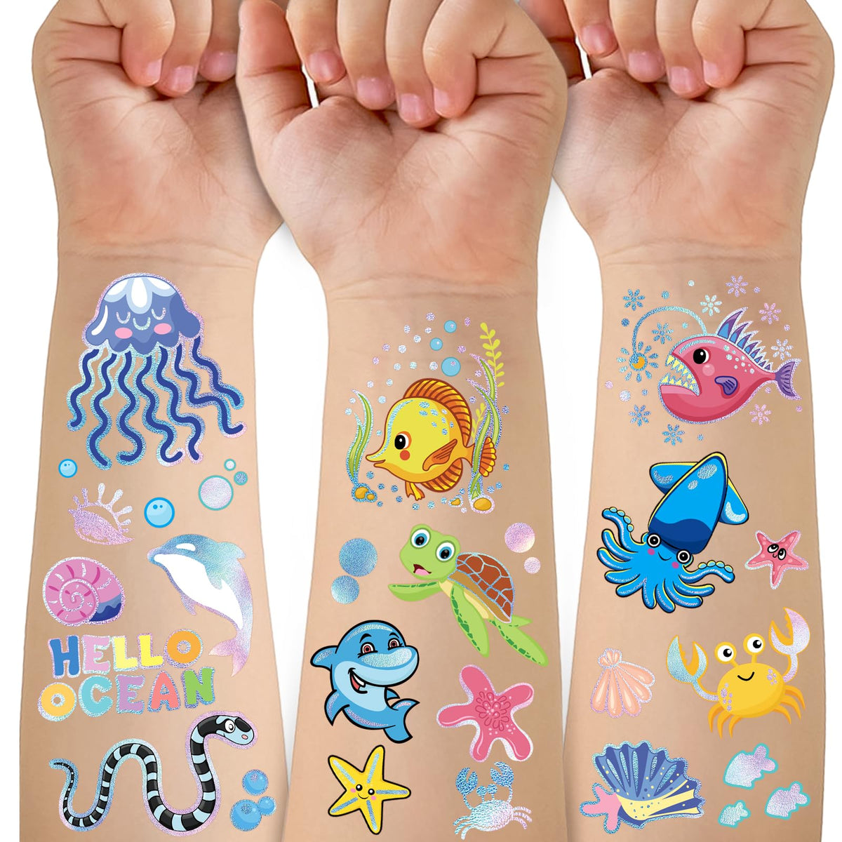 Gabizafia 116 Pcs Ocean Sea Animal Temporary Tattoos For Kids - Cute Underwater Stickers