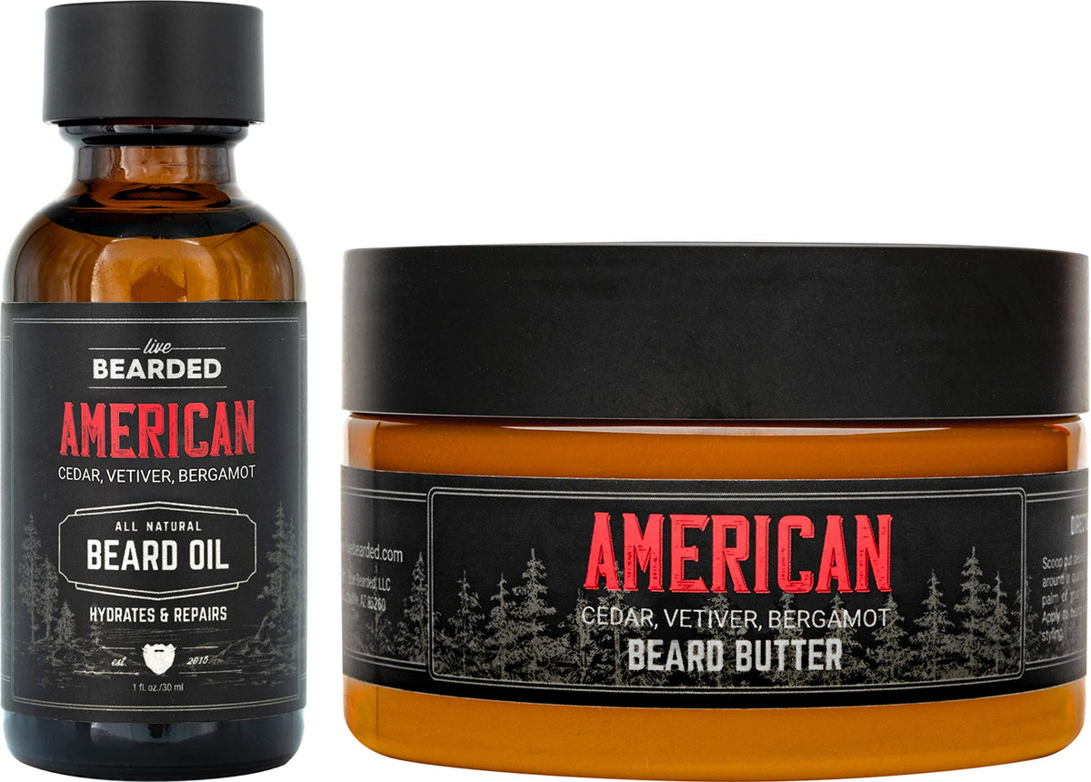 Live Bearded Beard Oil & Butter Kit - All-Natural, Shea & Argan Oils, Beard Growth Support, 4 Fl Oz