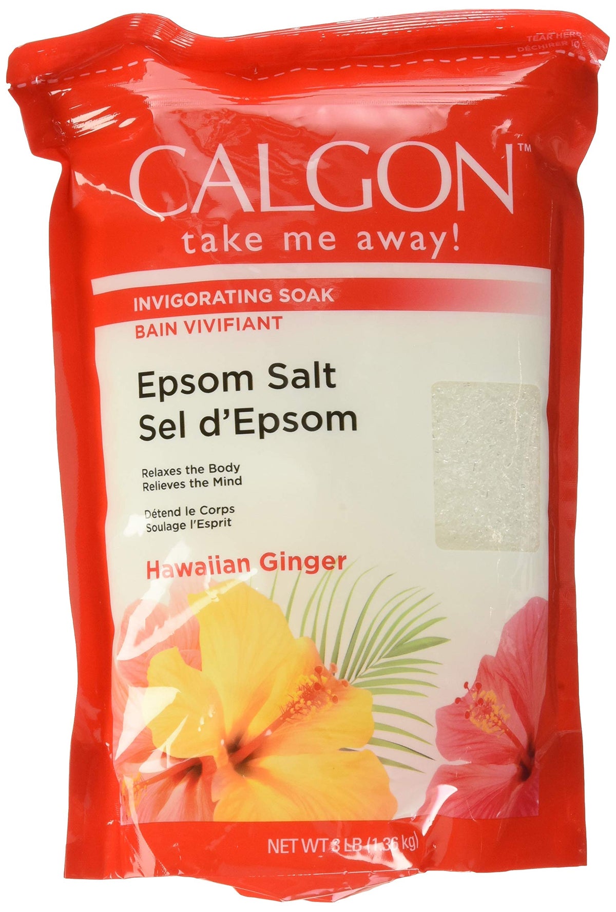 Calgon Hawaiian Ginger Epsom Salt, 48 Oz - Relaxing Bath Soak For Stress Relief And Wellness