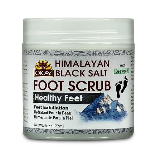 Okay Pure Naturals Black Salt Foot Scrub - Exfoliating, 6Oz For Soft, Smooth Feet