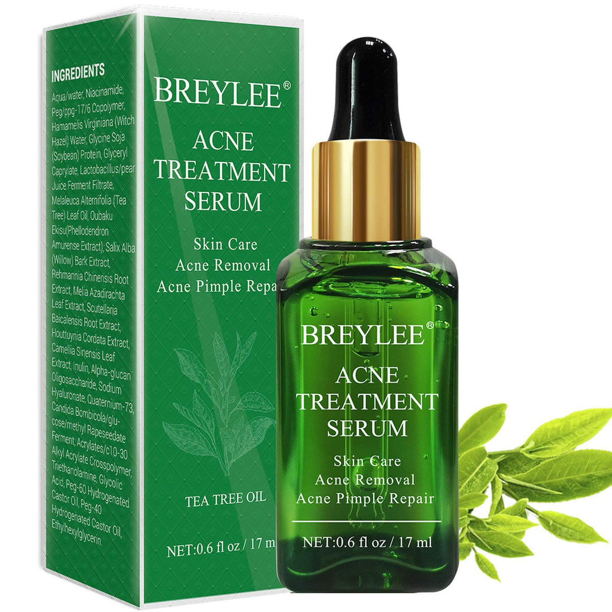 BREYLEE Acne Treatment Serum with Tea Tree Oil - 17ml Clear Skin & Pimple Remover