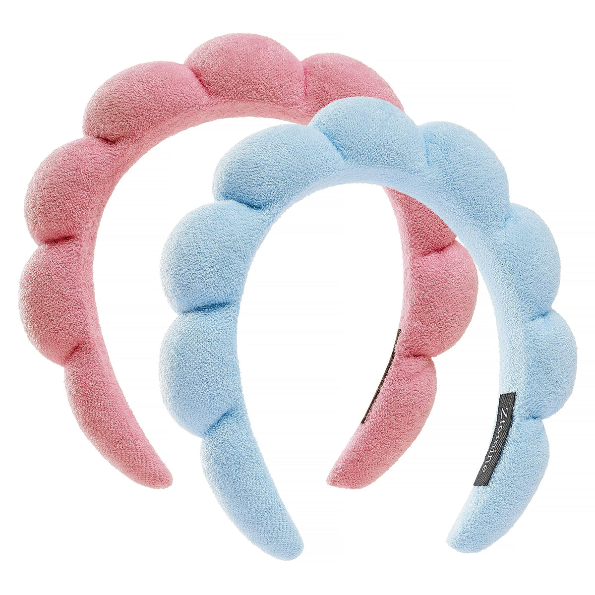 Ztomine Terry Cloth Spa Headbands Set Of 2 - Blue & Watermelon Red For Face Washing