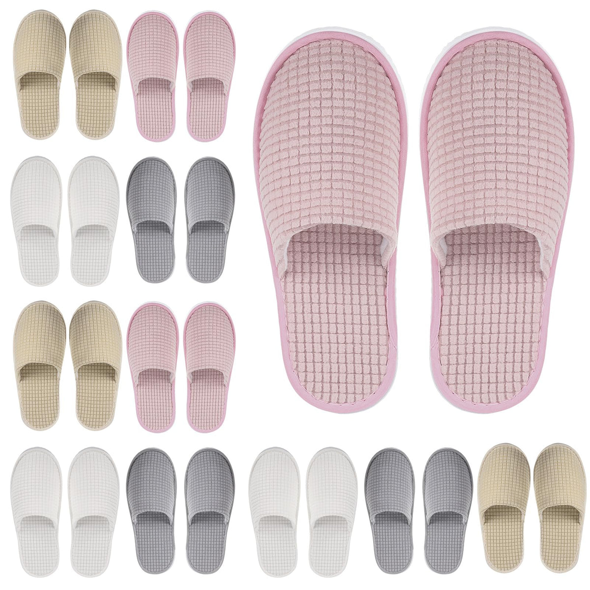 Geyoga 12 Pair Non-Slip Disposable Slippers For Travel & Home, Washable, Medium, 4 Colors