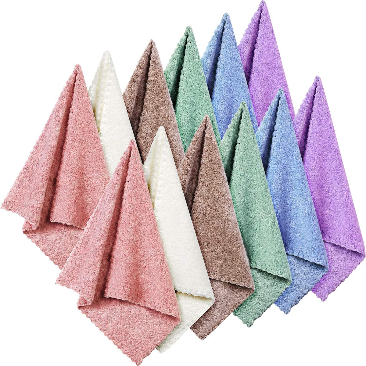 Syhood 12-Pack Microfiber Face Wash Cloths - Soft, Fast Drying Makeup Remover Towels, Various Colors