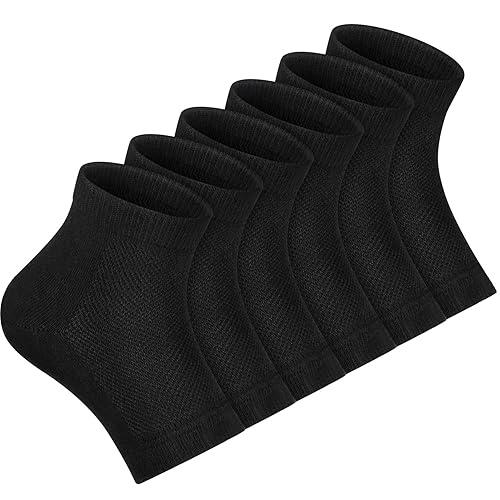 Bememo Black Moisturizing Gel Heel Socks - 3 Pairs Toeless For Cracked Heels & Rough Skin