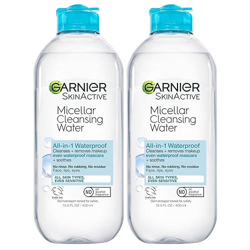 Garnier Micellar Water For Waterproof Makeup, Hydrating Cleanser & Remover, 13.5 Fl Oz, 2 Pack