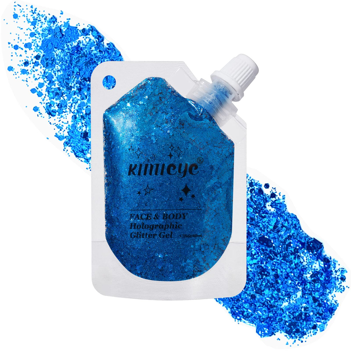 Kimieye Holographic Face Glitter Gel - Royal Blue #15, Waterproof Body Shimmer For Rave Festival