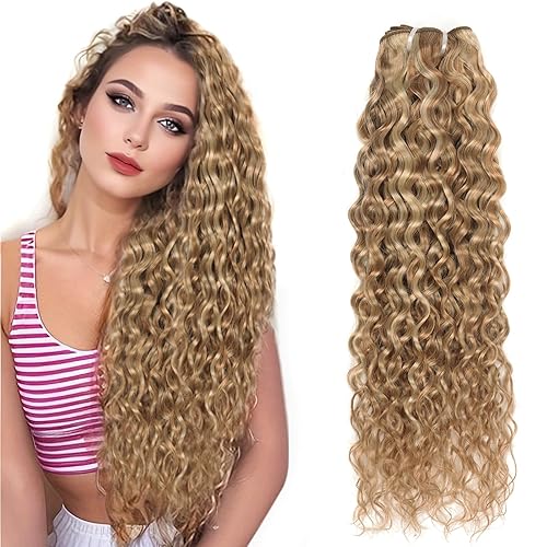 FASHION LINE 24&quot; Water Wave Blonde Human Hair Extensions - Unprocessed 100g Weft Bundles