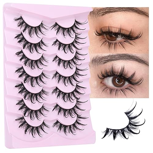 Eydevro Manga Lashes 18Mm Spiky Thick False Eyelashes - Wet Look Anime Cosplay, 7 Pairs