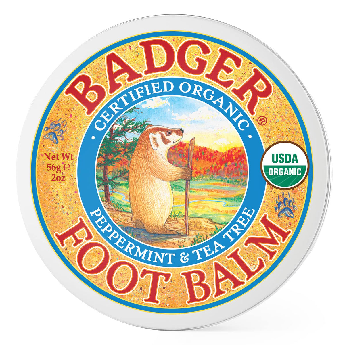 Badger Organic Tea Tree Foot Balm - Cracked Heel Repair Cream, 2 Oz For Dry Feet