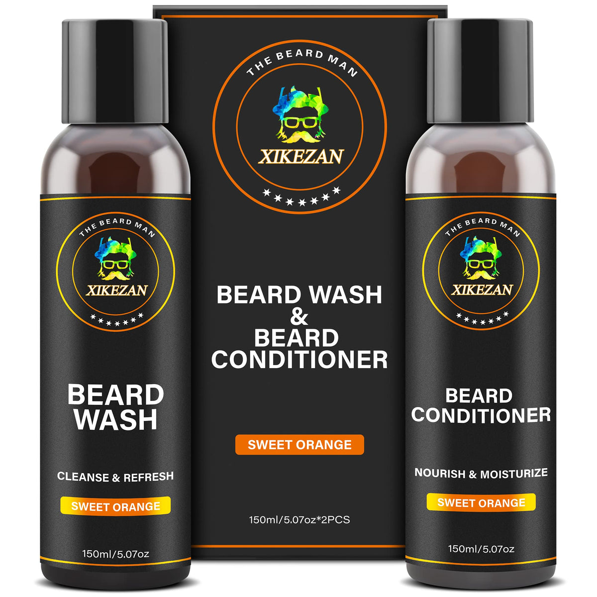 Xikezan Beard Wash & Conditioner Set With Argan & Jojoba Oils - Perfect Gift For Men