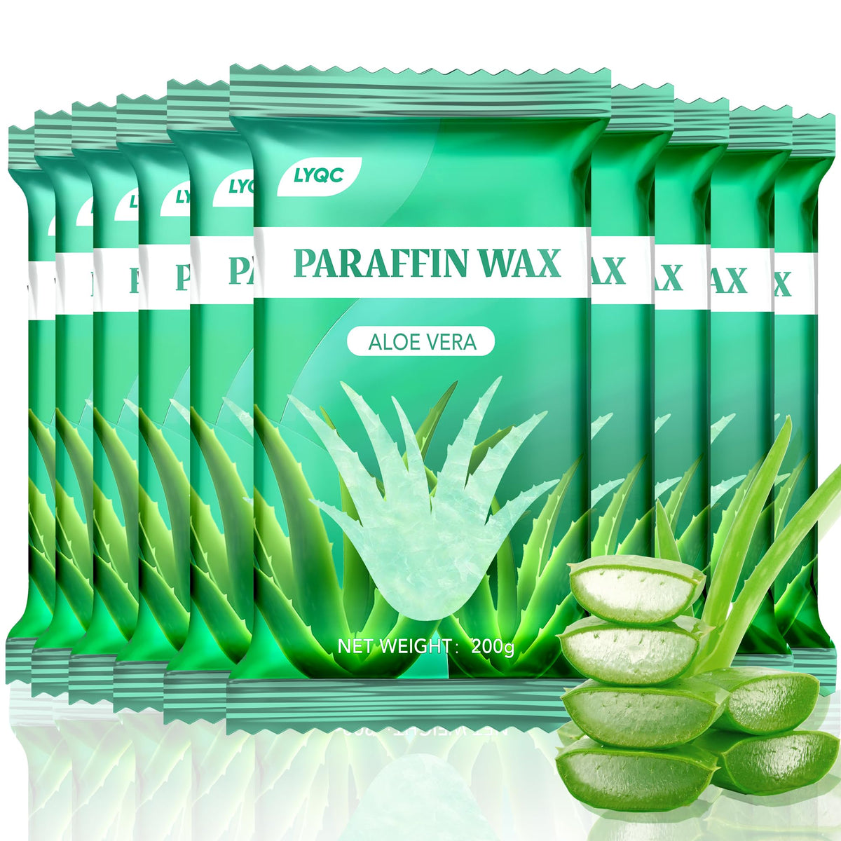 Lyqc Paraffin Wax Refill - 10 Packs For Hands & Feet, Aloe Vera, Moisturizes & Relieves Pain