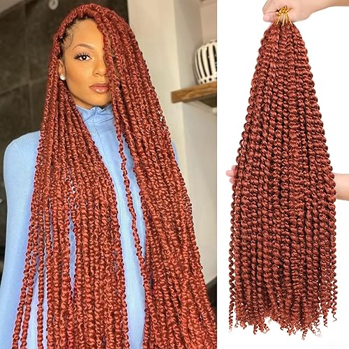 Zrq 30 Inch Copper Red Passion Twist Hair, 7 Packs Synthetic Crochet Braids For Butterfly Locs #350