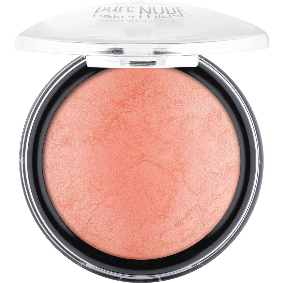 Essence Pure Nude Baked Blush - Highly Pigmented Shimmery Peach, Vegan & Cruelty Free, 0.24