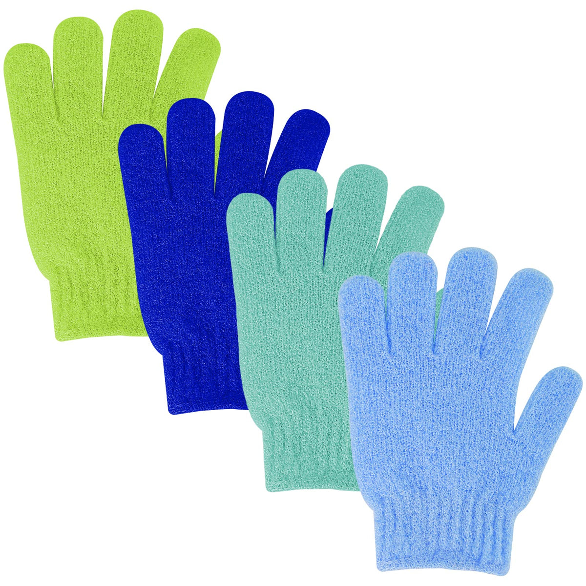 Sibba 4Pcs Exfoliating Wash Gloves - Dual Texture Body Scrub Mitts For Dead Skin Removal