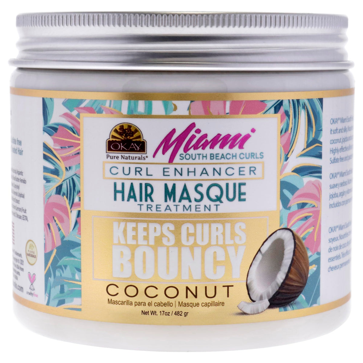 Okay Miami Curl Enhancing Masque For Women - 17 Oz - South Beach Curls - White