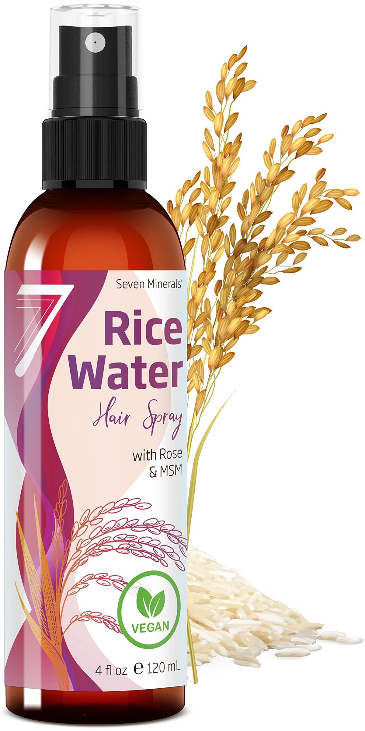 Seven Minerals Fermented Rice Water Spray For Hair Growth - Vegan, 4 Fl Oz