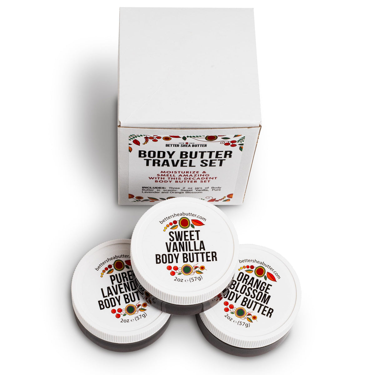 Better Shea Butter Travel Size Body Butter Set - Orange Blossom, Lavender & Sweet Vanilla, Tsa Approved