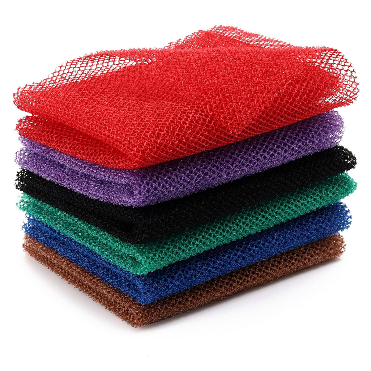 Btyms 6 Pieces African Exfoliating Net Sponge, Multi Color Bath Scrubber, 11.8X31.4 Inches