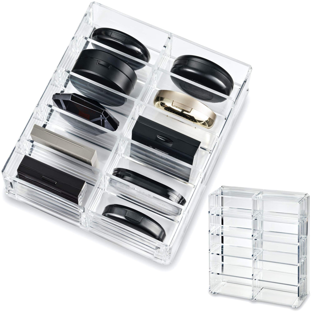 BY ALEGORY Acrylic Makeup Organizer - Large Clear Drawer Display Case for Cosmetics