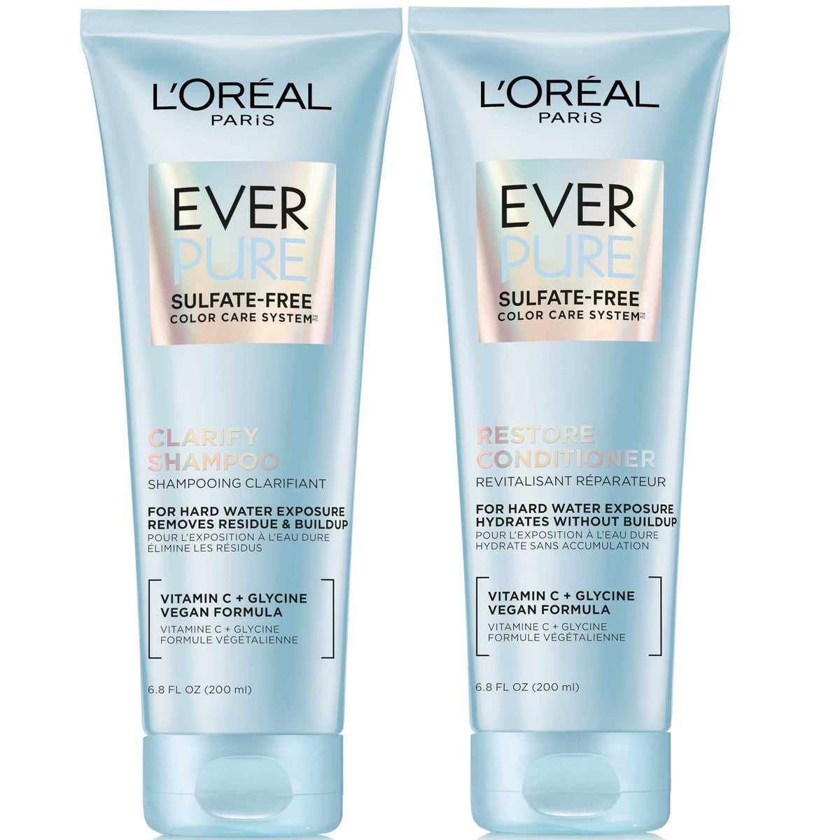 L'Oreal Paris Everpure Clarify & Restore Shampoo & Conditioner Set For Hard Water, 1 Fl Oz