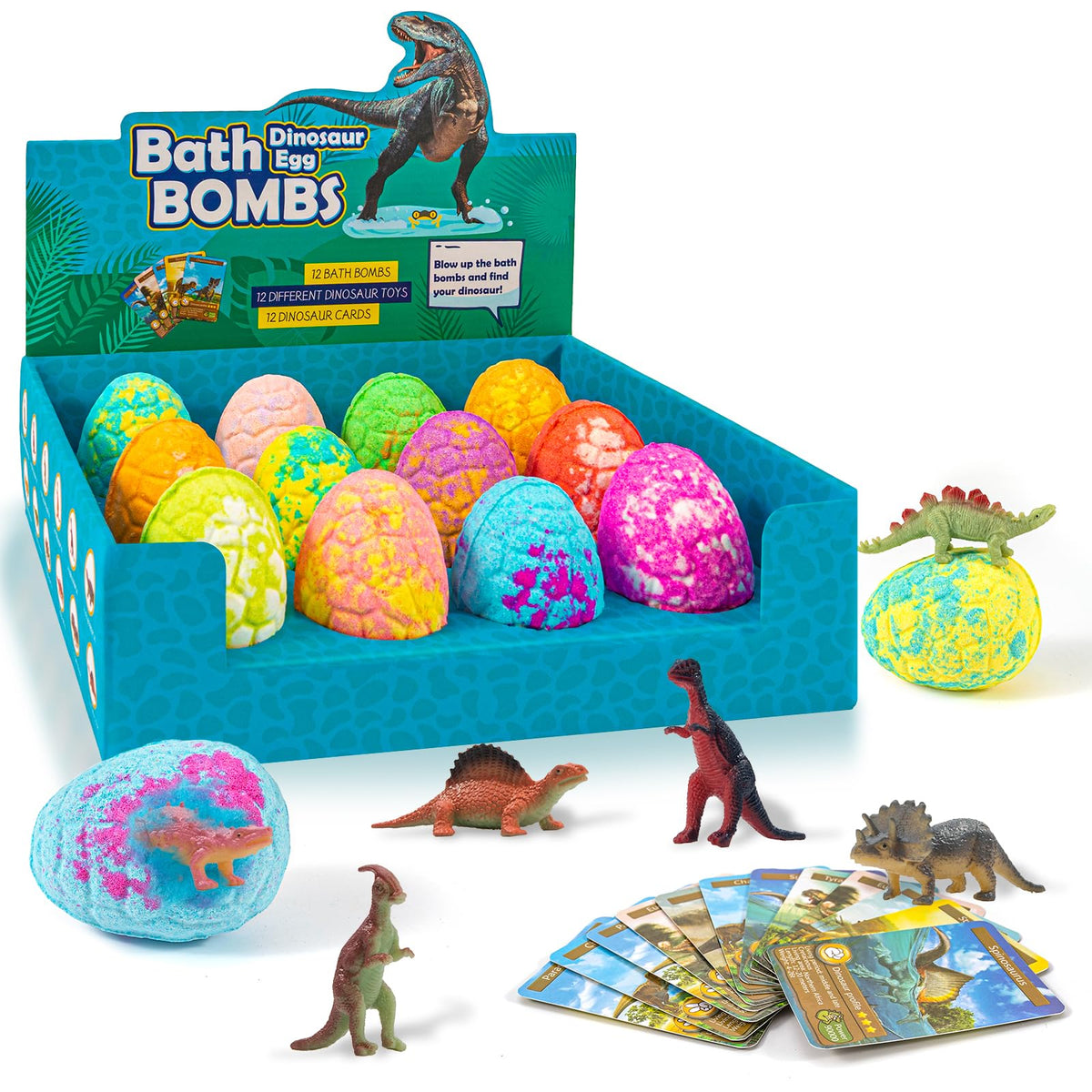 Narberry Dinosaur Bath Bombs For Kids, 12 Pack With Surprise Toys, Perfect For Ages 3-12