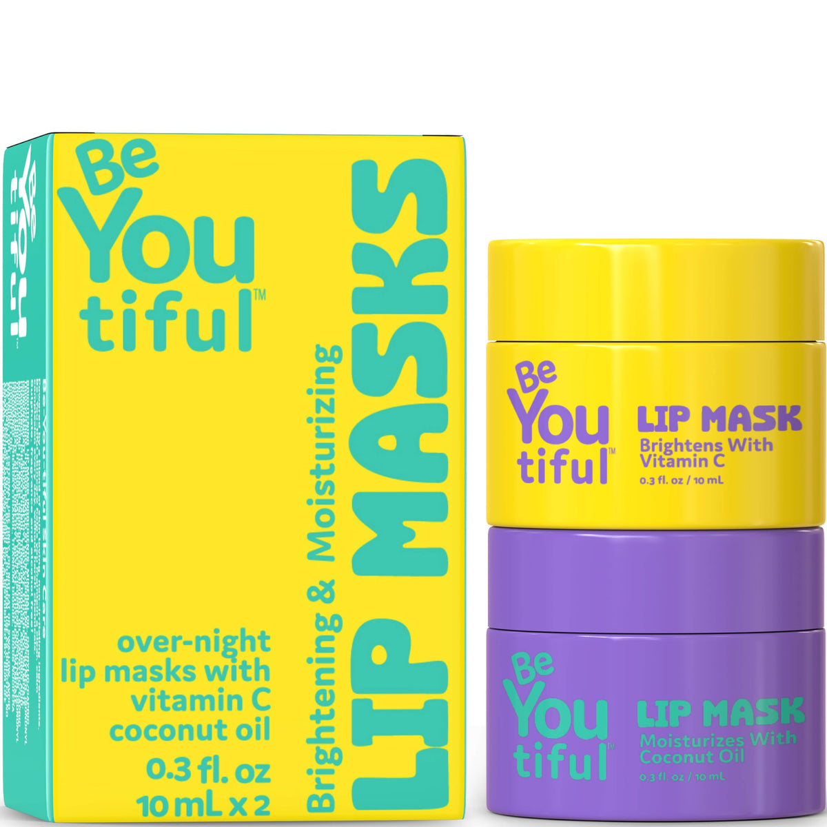 Beyoutiful Lip Masks Set - Hydrating Treatment For Dry, Chapped Lips - 2Pc, 0.3Oz Each