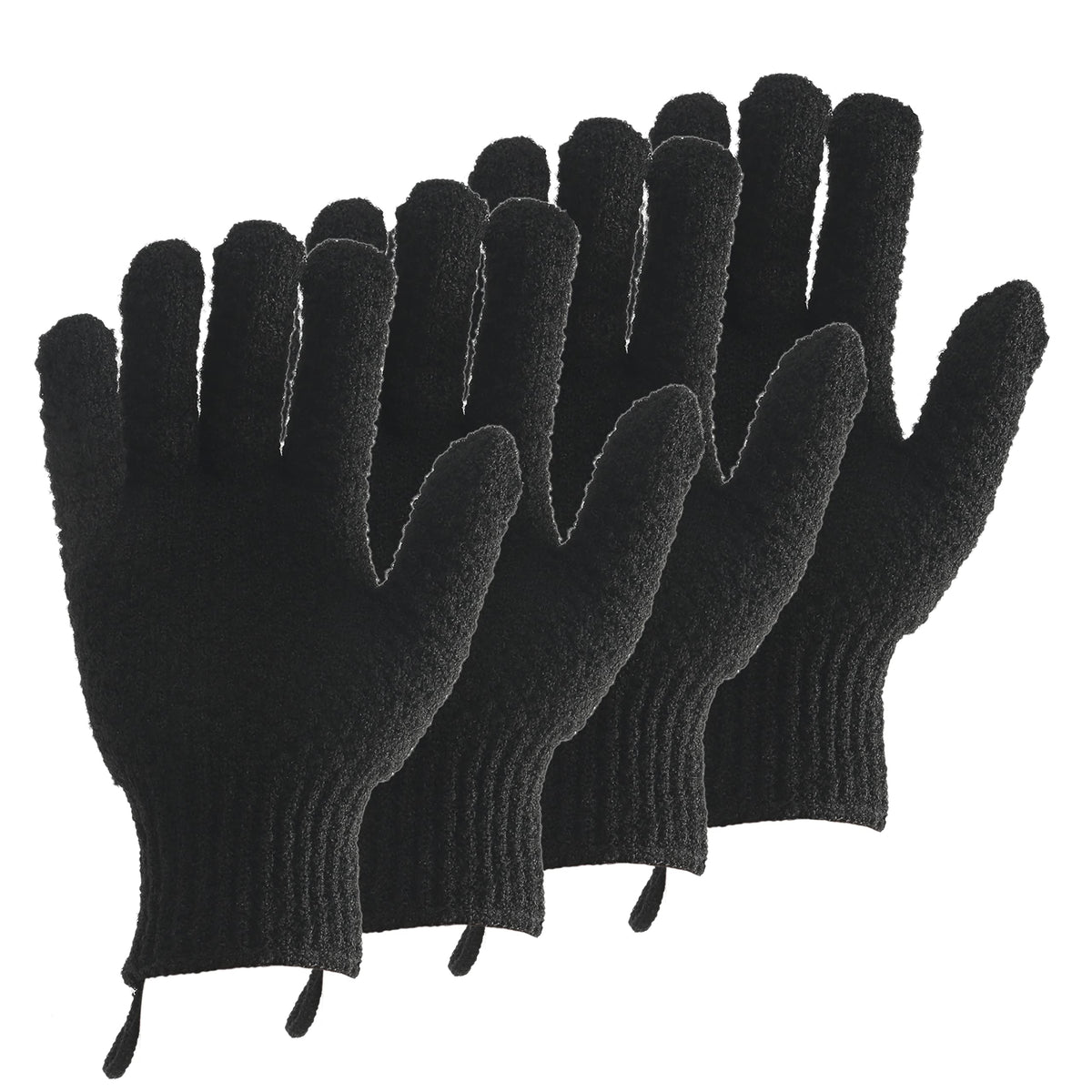 Cleedy 2 Pairs Black Exfoliating Gloves For Body, Face, Hand & Foot - Spa & Shower Mitts