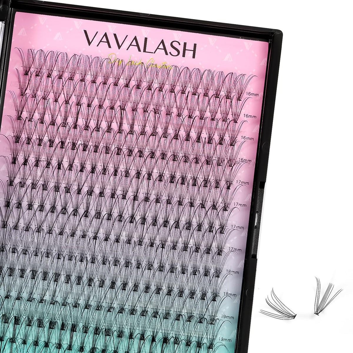 VAVALASH 10D Individual Cluster Lashes, 16-20mm, Faux Mink, DIY Eyelash Extensions, Black