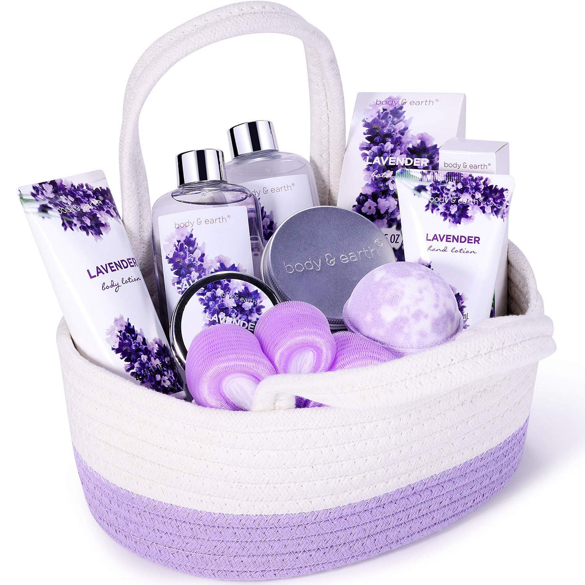 Body & Earth Lavender Spa Gift Basket For Women - 11 Piece Set, Perfect Mother'S Day Gift