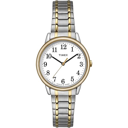 Timex Women'S Easy Reader 30Mm Two-Tone Watch With White Dial & Stainless Steel Band