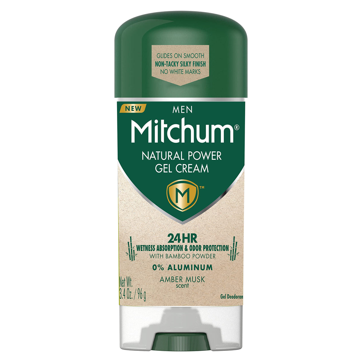 Mitchum Natural Gel Cream For Men, Amber Musk, 3.4 Oz - Long-Lasting Deodorant