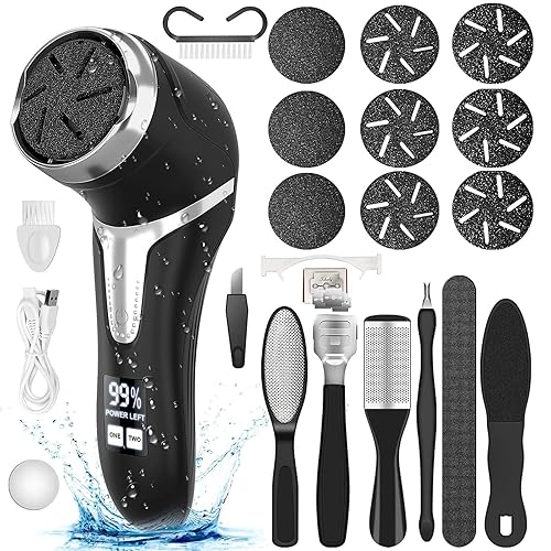 Hoxida Electric Callus Remover - Waterproof Pedicure Kit, Rechargeable With 9 Heads & Lcd Display