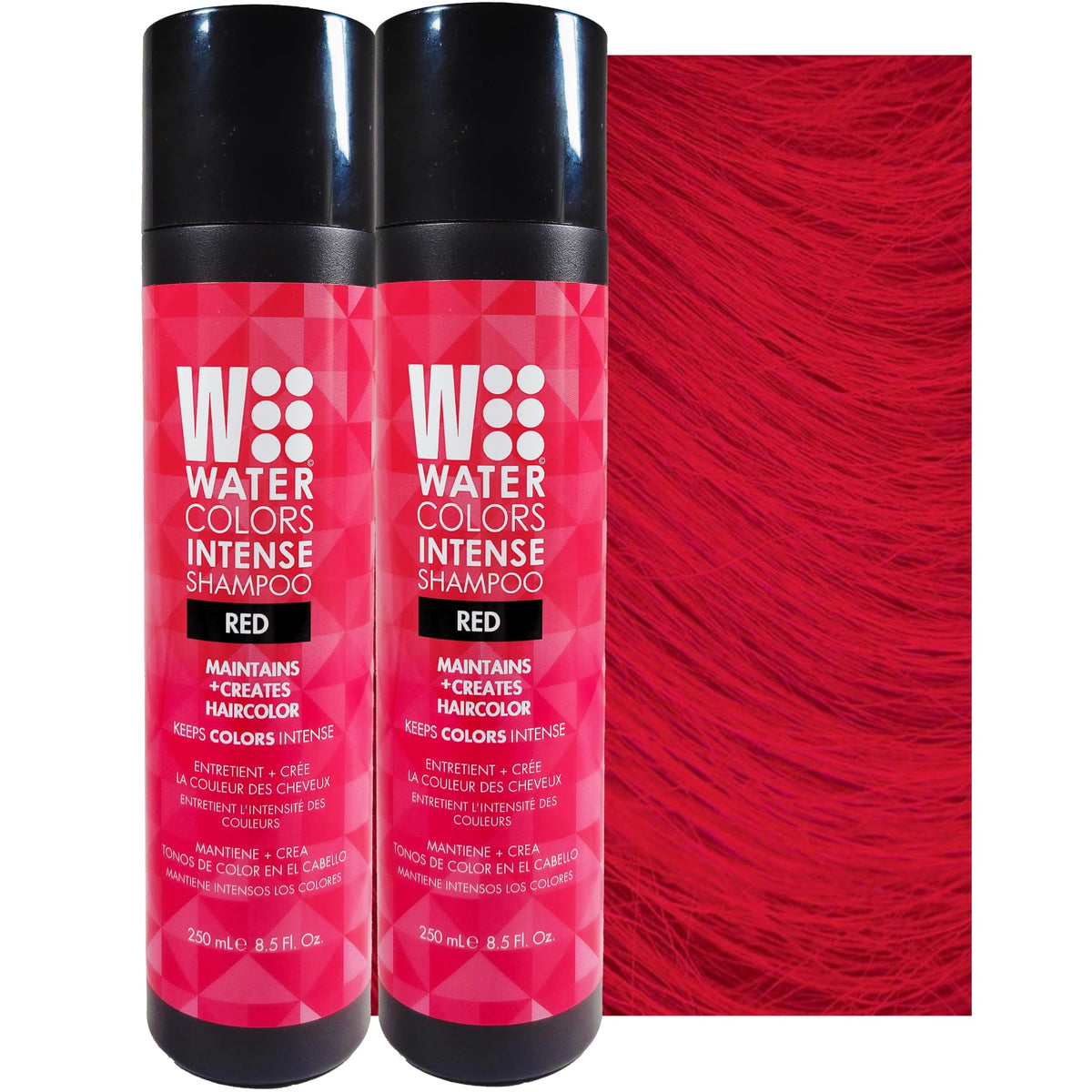 Watercolors Intense Semi-Permanent Color Shampoo, Sulfate & Paraben Free, 8 Fl Oz - Red (2 Count)