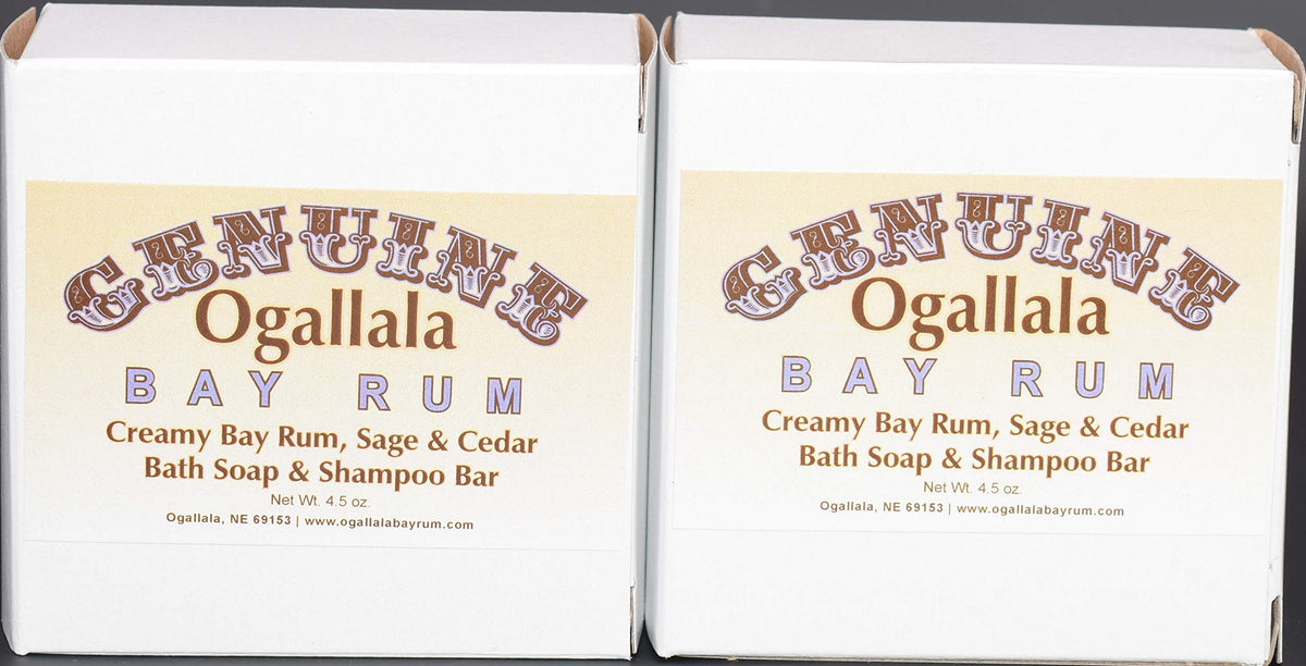 Ogallala Bay Rum Sage & Cedar Bath Soap/Shampoo Bar - 2 Pack, 4.5 Oz Each