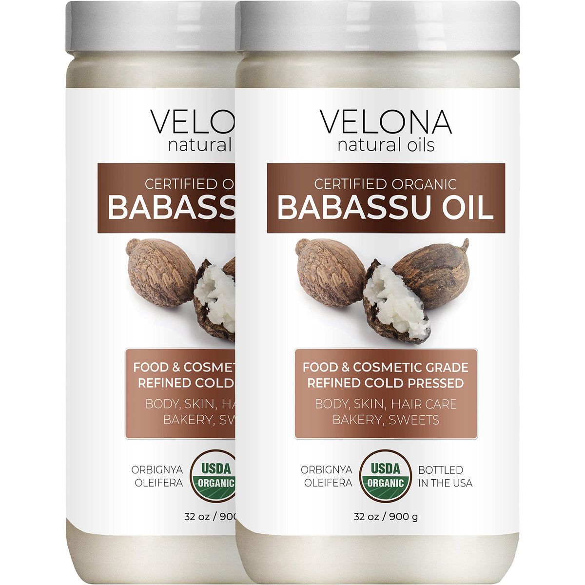 velona Babassu Oil 64 oz - USDA Organic, 100% Pure Natural Carrier Oil, Refined Cold Pressed