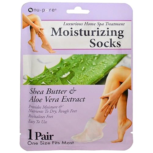 Nu-Pore Moisturizing Socks - 12 Pack Foot Masks With Shea Butter & Aloe Vera For Cracked Skin