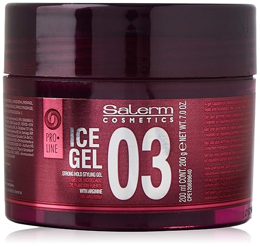 Salerm Ice Gel 03 - 200Ml Strong Hold Hair Styling Gel With Arginine - Wet Look & Hydration