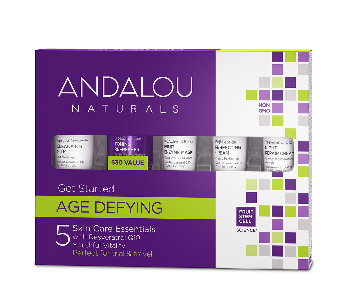 Andalou Naturals Age Defying Get Started Kit - 5 Piece Set, Fresh, Violet