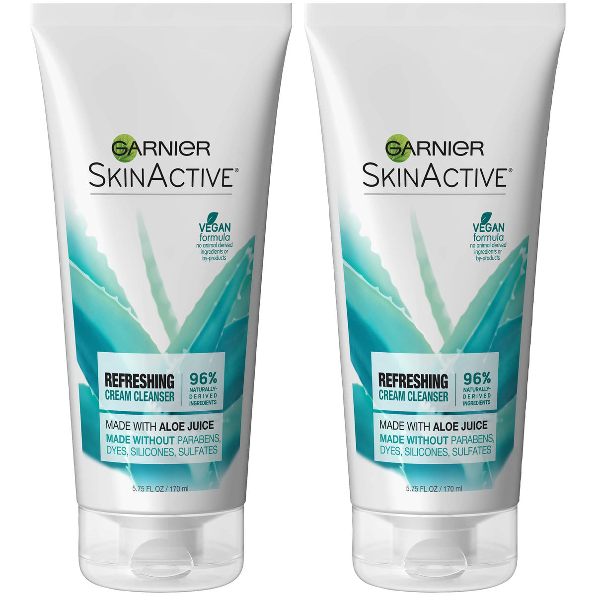 Garnier Skinactive Aloe Juice Cream Face Wash For Dry Skin, 2 Pack, 5.75 Fl Oz