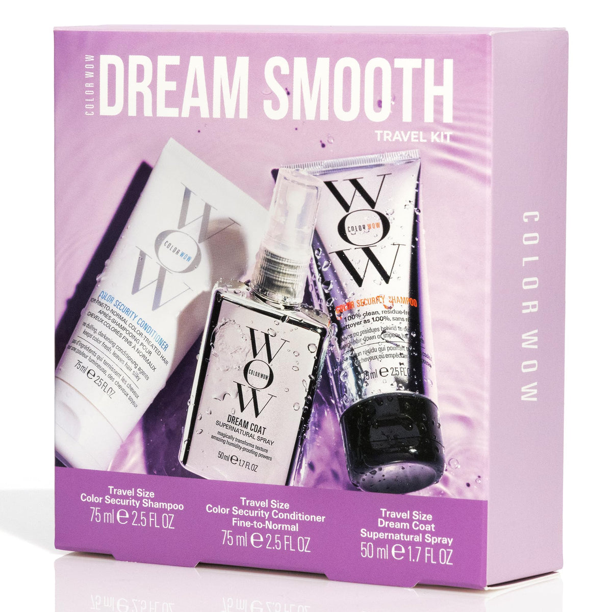 Color Wow Dream Smooth Travel Kit - Shampoo, Conditioner & Dream Coat For Silky, Glossy Hair