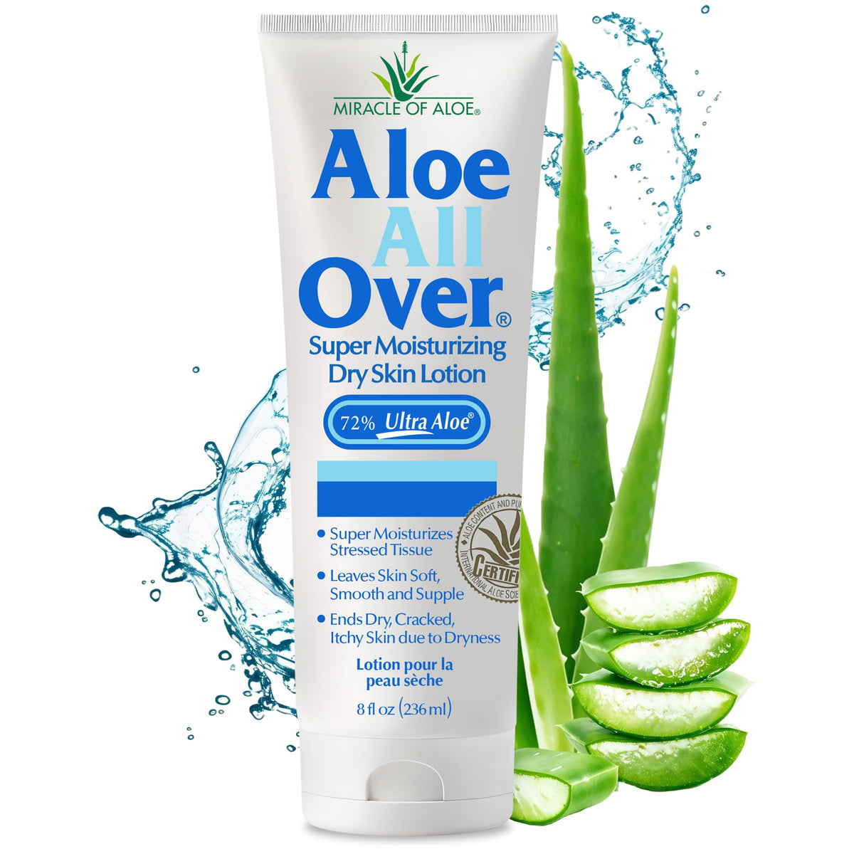 Miracle Of Aloe Super Moisturizing Lotion 8 Oz - 72% Aloe Vera Gel For Dry Skin Relief