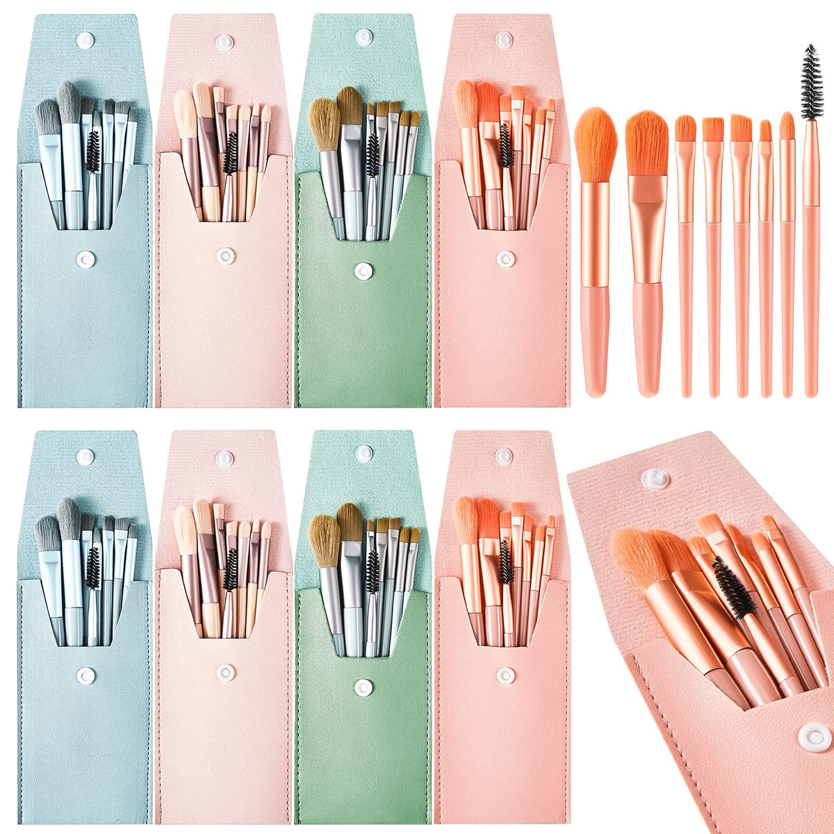 Zhehao 8 Sets Travel Makeup Brush Set With Bag - Perfect Bridal Shower & Bachelorette Gift