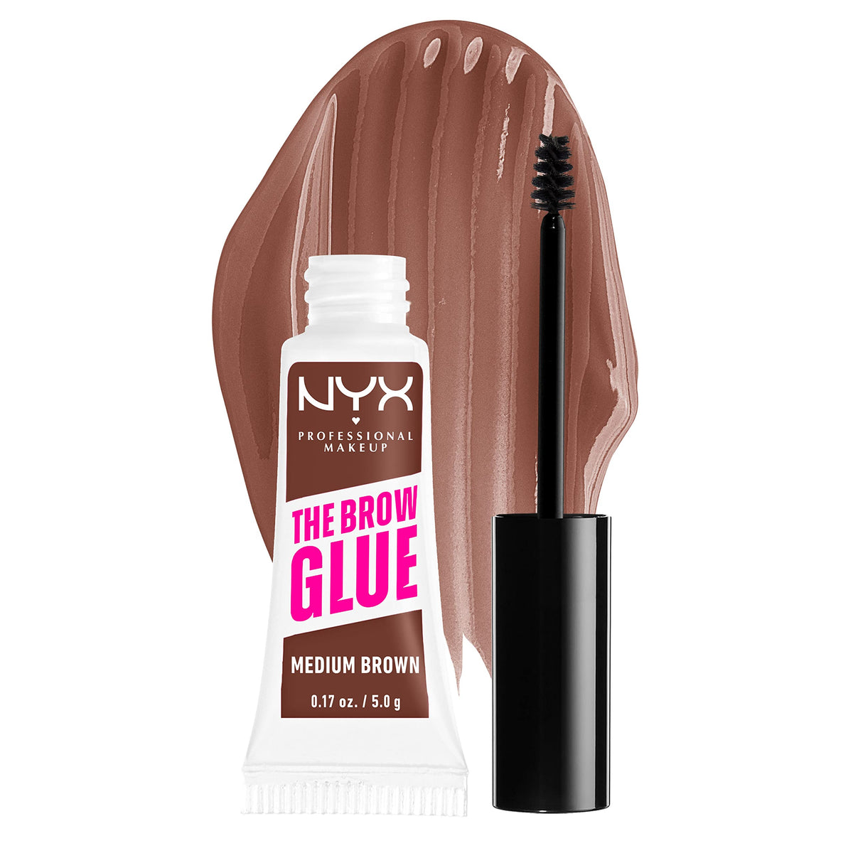 Nyx Professional Makeup Brow Glue - Extreme Hold Tinted Eyebrow Gel, Medium Brown, 0.17 Oz