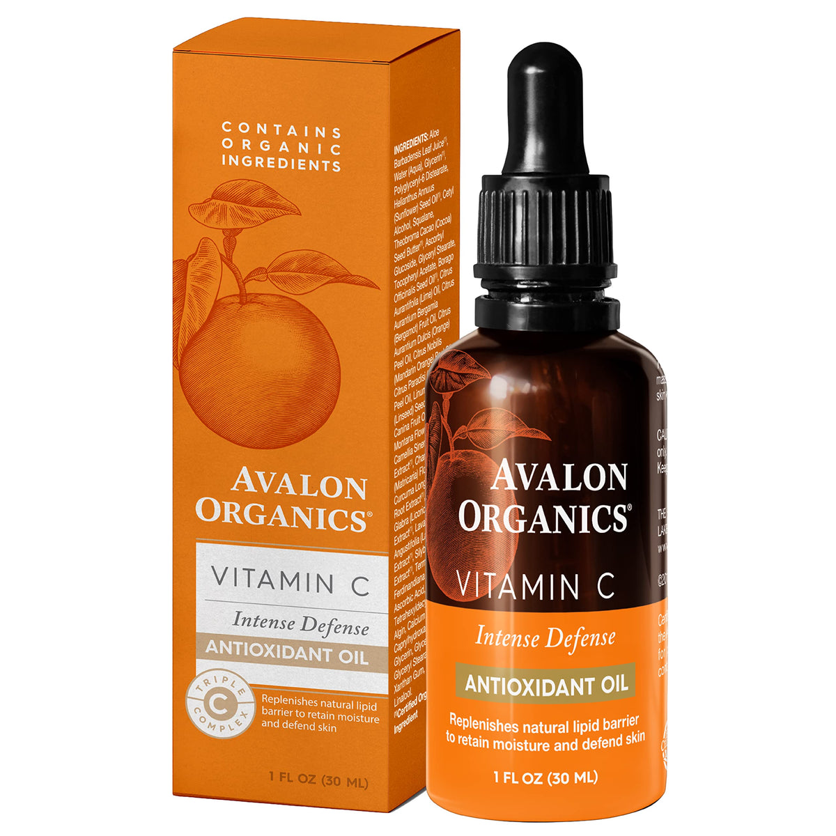 Avalon Organics Vitamin C Oil - Anti-Aging Serum With Essential Fatty Acids & Vitamin E, 1 Fl Oz